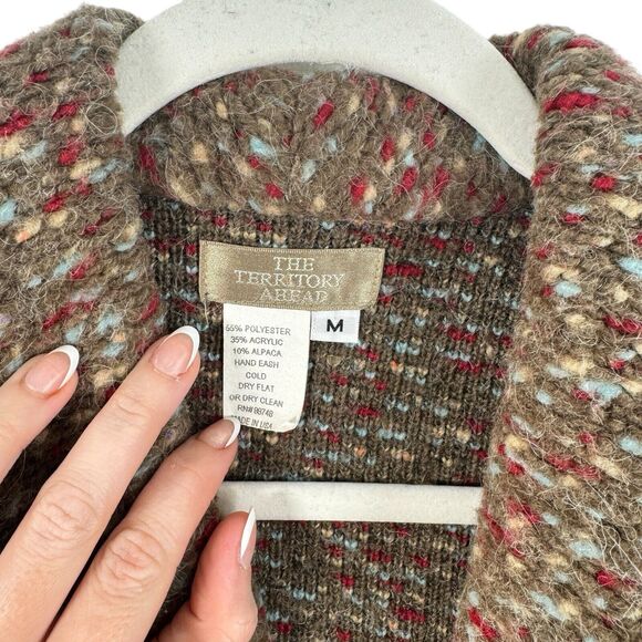 The Territory Ahead Brown Alpaca Blend Button Front Cardigan Sweater Womens Med - Picture 3 of 4